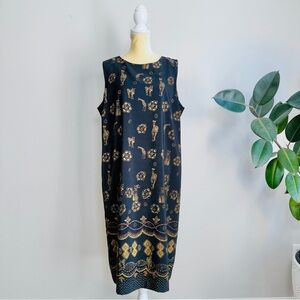 Vintage 90's Y2K Koret Safari Animals Giraffes Zebras Dress
